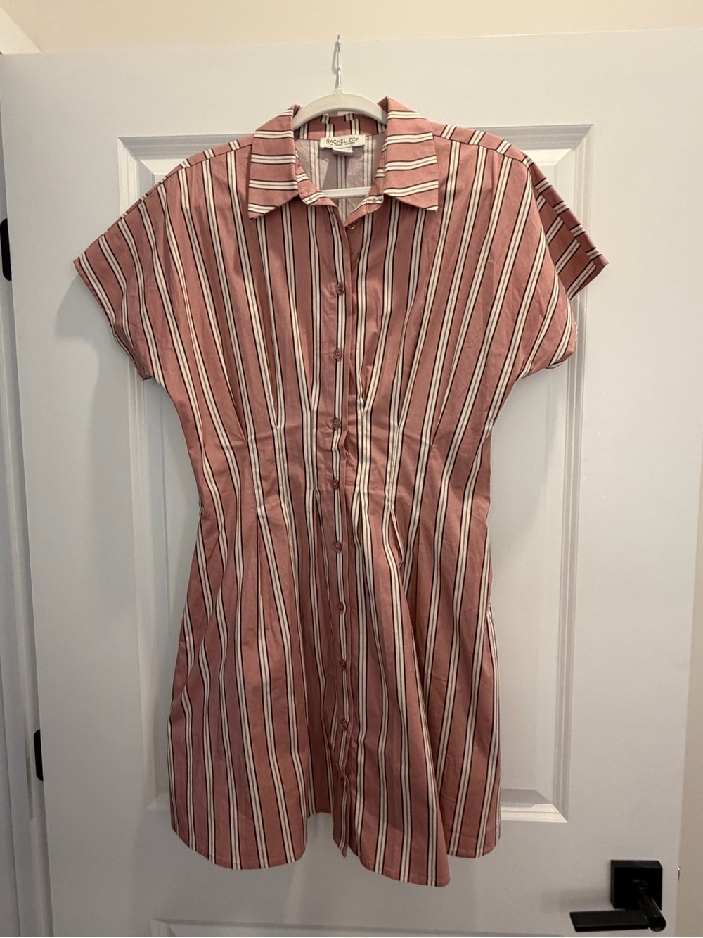 Rachel Zoe Dusty Rose Striped Button-Front Shirt Dress